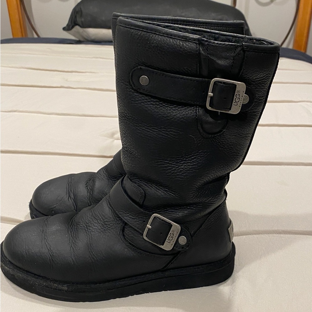Black Leather UGG boots